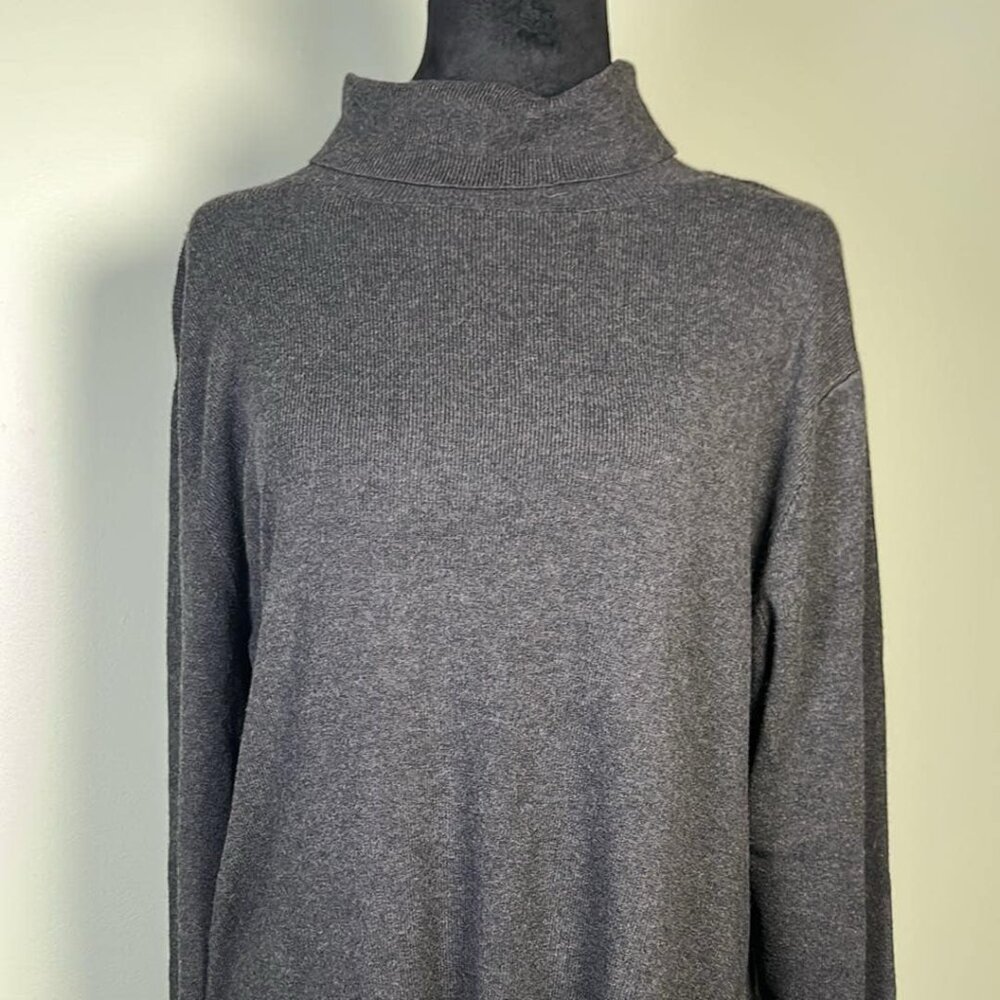 Whisper Knit by Louis Dell 'Olio Gray Turtleneck SZ 1X Quiet Luxury Whimsy